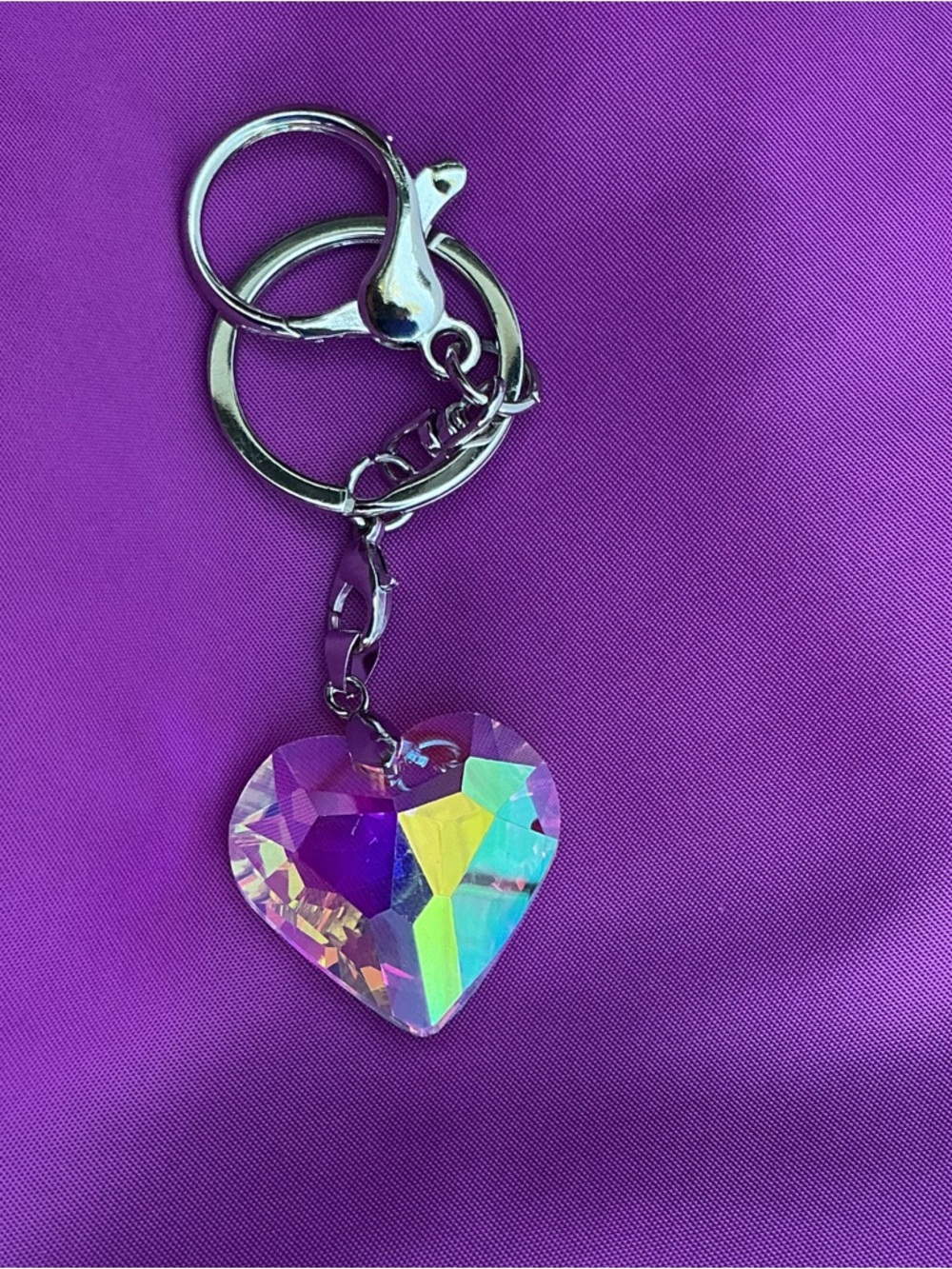 Heart Shape Glass Charm Handmade Keychain - Picture 2 of 3